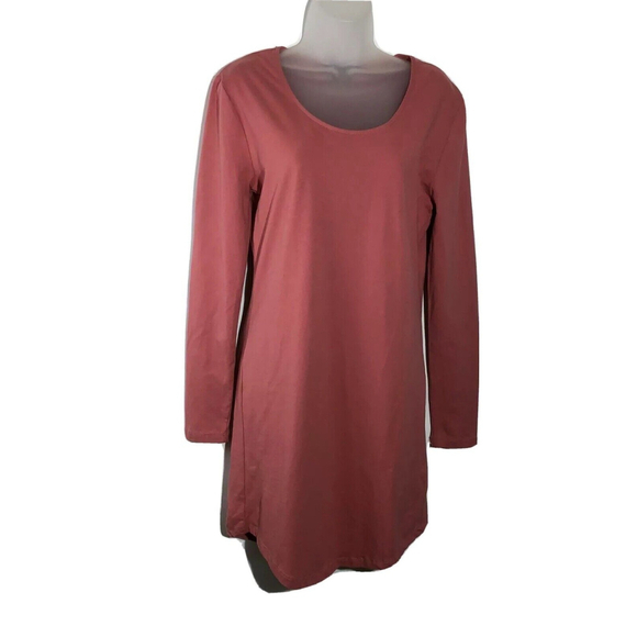 Primark Tunic Dress Size Medium Pink Cotton Blend Long Sleeve Scoop Neck Stretch - Picture 1 of 9